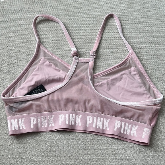 Victoria secret Pink sports bra medium barbie pink velvet mesh - Picture 2 of 5